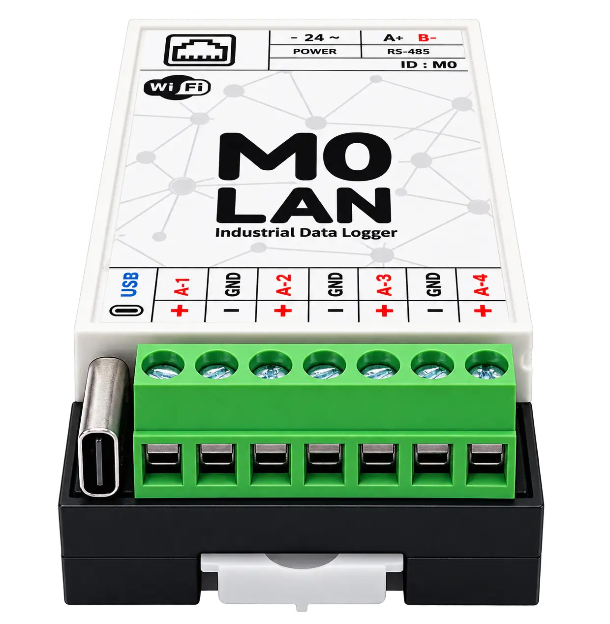 M0 LAN industrial data logger held in hand